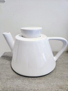 Vintage Ikea White Porcelain Teapot: 90s Modern Zen Design